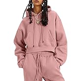 Flygo Womens Fleece 2 Piece Outfits Sweatsuit Crop Pullover Sweatshirt Joggers Pants Tracksuit Set