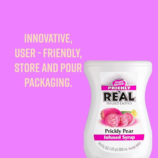 PRICKLY PEAR REÀL INFUSED EXOTICS, PRICKLY PEAR PUREE INFUSED SYRUP, 16.9 FL OZ SQUEEZABLE BOTTLE