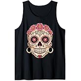 Floral Sugar Skull Skull Tank Top