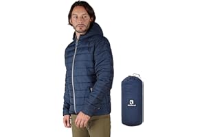Ellobird Men Snow Winter Hiking lightweight Jackets Mens Insulated Puffer Coat Bomber Jacket Black Quilted Packable Hoodie
