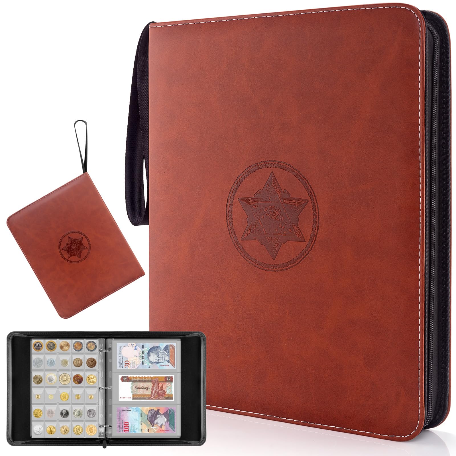 Photo 1 of JoyHood Coin Collection Book- 300 Coins Pockets+30 Bills Pockets, Coin Collection Supplies Holder for Collectors, Coin Album Binder Storage Box Case for Money Currency