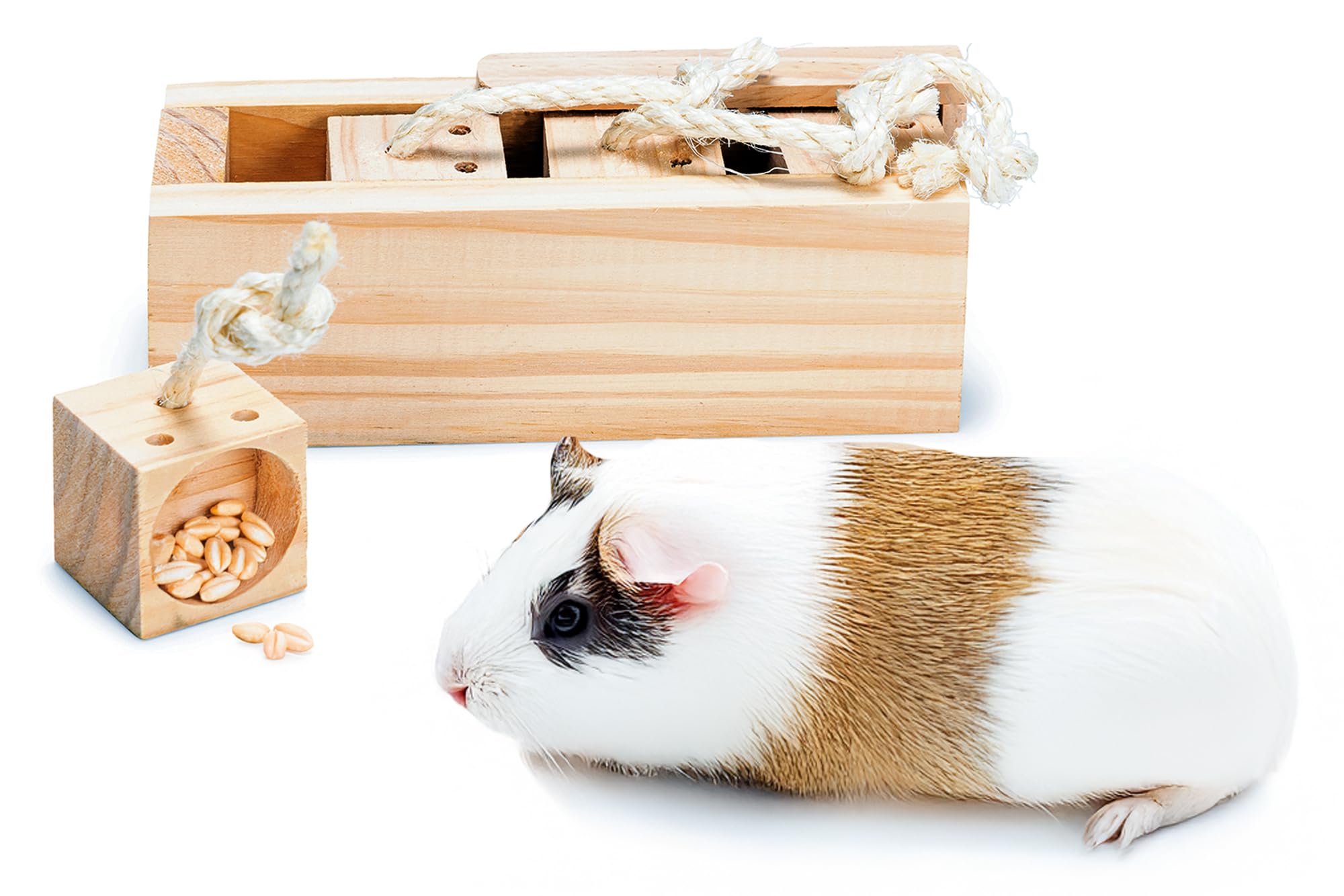 Karlie Rody Brain Train Cube, 4 Blocks Length 21.5 cm Width 8.5 cm Height 7.5 cm Natural