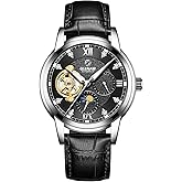 GLENAW Watch Automatic Watches for Men Skeleton Diamond Luxury Mechanical Self Winding Dress Wrist Watch Waterproof Luminous