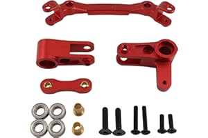 RIKAVIM Aluminum Steering Bellcrank Set for Arrma 1/10 Granite 3S, Senton 3S, Typhon 3S, Big Rock 3S, Outcast 4S, Kraton 4S – CNC Steering Rack Upgrade, Replaces #AR340132, ARAC3020, ARA340179 (Red)