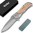 GVDV Pocket Folding Knife for Men, 7Cr17 Steel Pocket Knives& Folding Knives with Safety Liner-Lock, Tactical Camping Hunting Fishing Survival Knife, Silver
