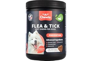 Dog Flea Support Supplement - Dog Health Support Chews - All Breeds & Sizes - Canine Immune System Support - Coconut & Salmon