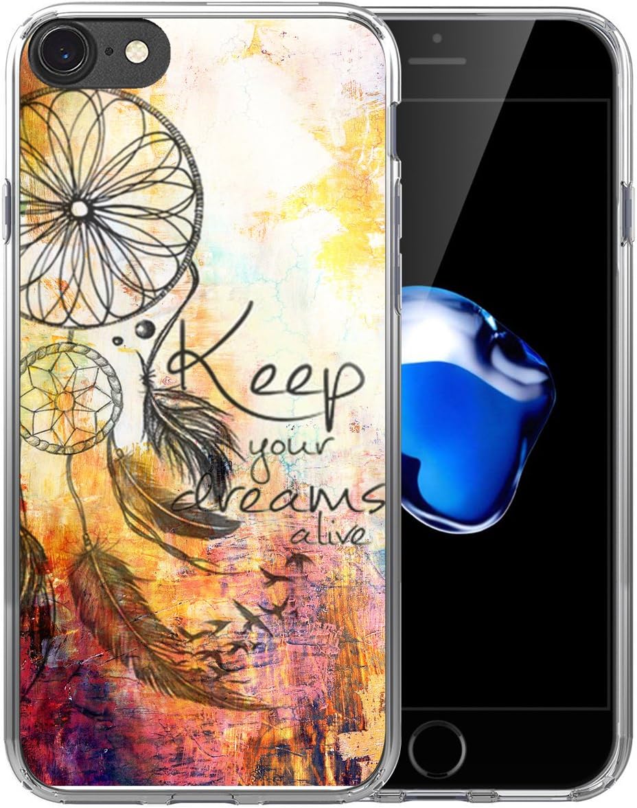 6S Plus Case Dreamcatcher/IWONE Designer Non Slip Rubber Durable Protective Skin Transparent Cover Shockproof Compatible with iPhone 6/6S Plus Dream Catcher Keep Your Dreams Alive Writings
