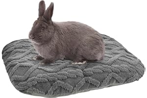 ShuRung Rabbit Bed Mat Washable Bunny Bed Pad for Indoor Cozy Small Animals Fleece Sleeping Pad for Kitten Bunny Dwarf Rabbit Guinea Pig Squirrel (25.6”X 19.7” Dark Gery Mat) L