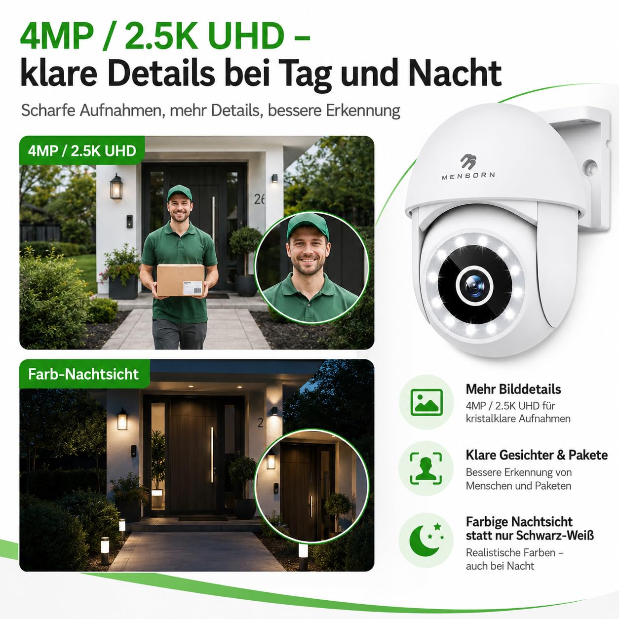 Überwachungskamera Aussen WiFi 6, WLAN Kamera Outdoor 2,5K mit 2,4/5GHz 4