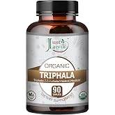 Just Jaivik Organic Triphala (Amla + Bibhitaki + Haritaki) Tablets - A Dietary Supplements - 750 mg (Pack 90 Organic Tablets) | Balancing Formula for Detoxification &amp; Rejuvenation
