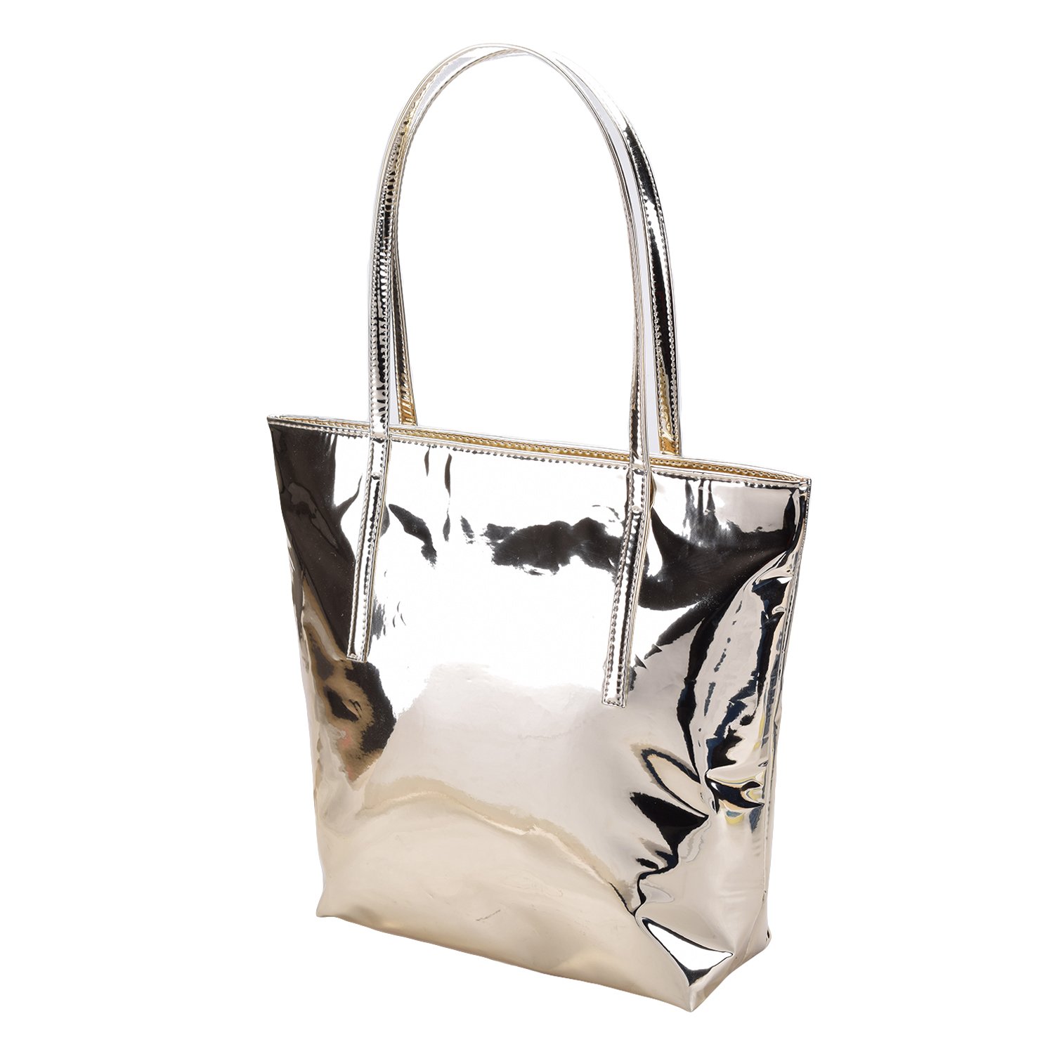 carrywalk women's metallic tote waterproof bags casual women with zipper material is pu.