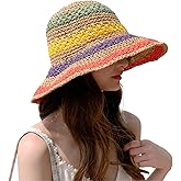 Womens Felt Crochet Straw Hat Wide Brim Foldable UV UPF 80+ Outdoor Travel Summer Floppy Beach Sun Visor Hat