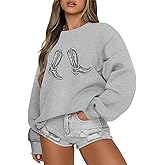 Wedsadl Western Cowgirl Boots Graphic Sweatshirts For Women Country Vintage Hoodies Long Sleeve Cowboy Rodeo Shirts Pullover
