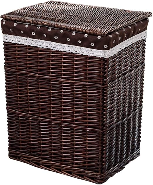 Invinld Laundry Basket Willow Rattan Handwoven With Lid Dirty Clothes