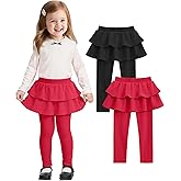 Witwot 2 Pack Toddler Girl Tutu Leggings Baby Girls Cotton Pants with Ruffle Skirt Size 18M-5T