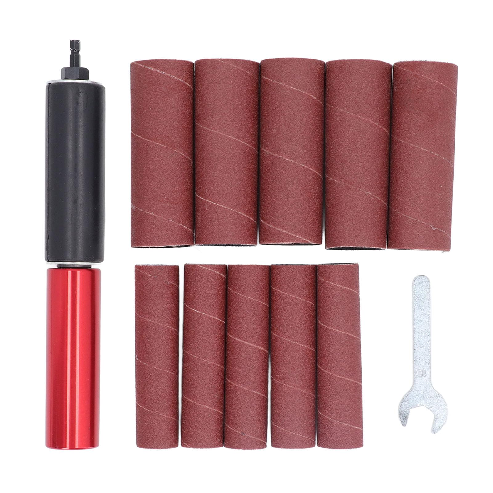 Spindle Sander Adaptor, Hand Held Rubber Sanding Drum, 1.5in Mandrel Aluminum Alloy Drill Sanding Mandrel Kit, Spindle Sander Sleeves for Wood Metal