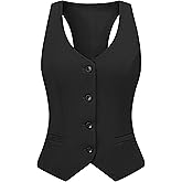V VOCNI Waistcoat Vest for Women Racerback Button Up Fashiona Casual Dress Suit Vest Top