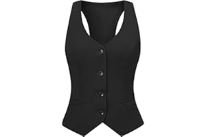 V VOCNI Waistcoat Vest for Women Racerback Button Up Fashiona Casual Dress Suit Vest Top