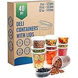 Deli Plastic Food Storage Containers with Airtight Lids [ 12Sets-8oz | 20Sets-16oz | 12Sets-32oz] - Great for Slime, Soup Con