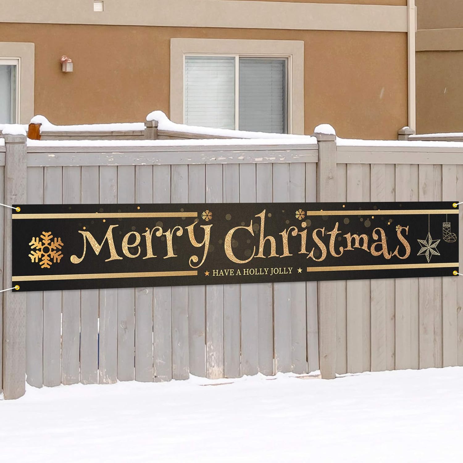 PAKBOOM Merry Christmas Yard Fence Sign Banner Jolly