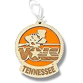 Tennessee Volunteers Laser Engraved Wooden Ornament – Handmade Wood Christmas Ornament, University of Tennessee Souvenir Gift, College Sports Décor