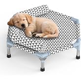 Kuntrust Orthopedic Dog Bed for Small Dogs，U-Shaped Bolster ，Up to 75 lbs | 6-Sided Design，Elevated Dog bed，Breathable Fabric, Dual-Layer Cotton, Stainless Steel Frame, Anti-Slip Feet