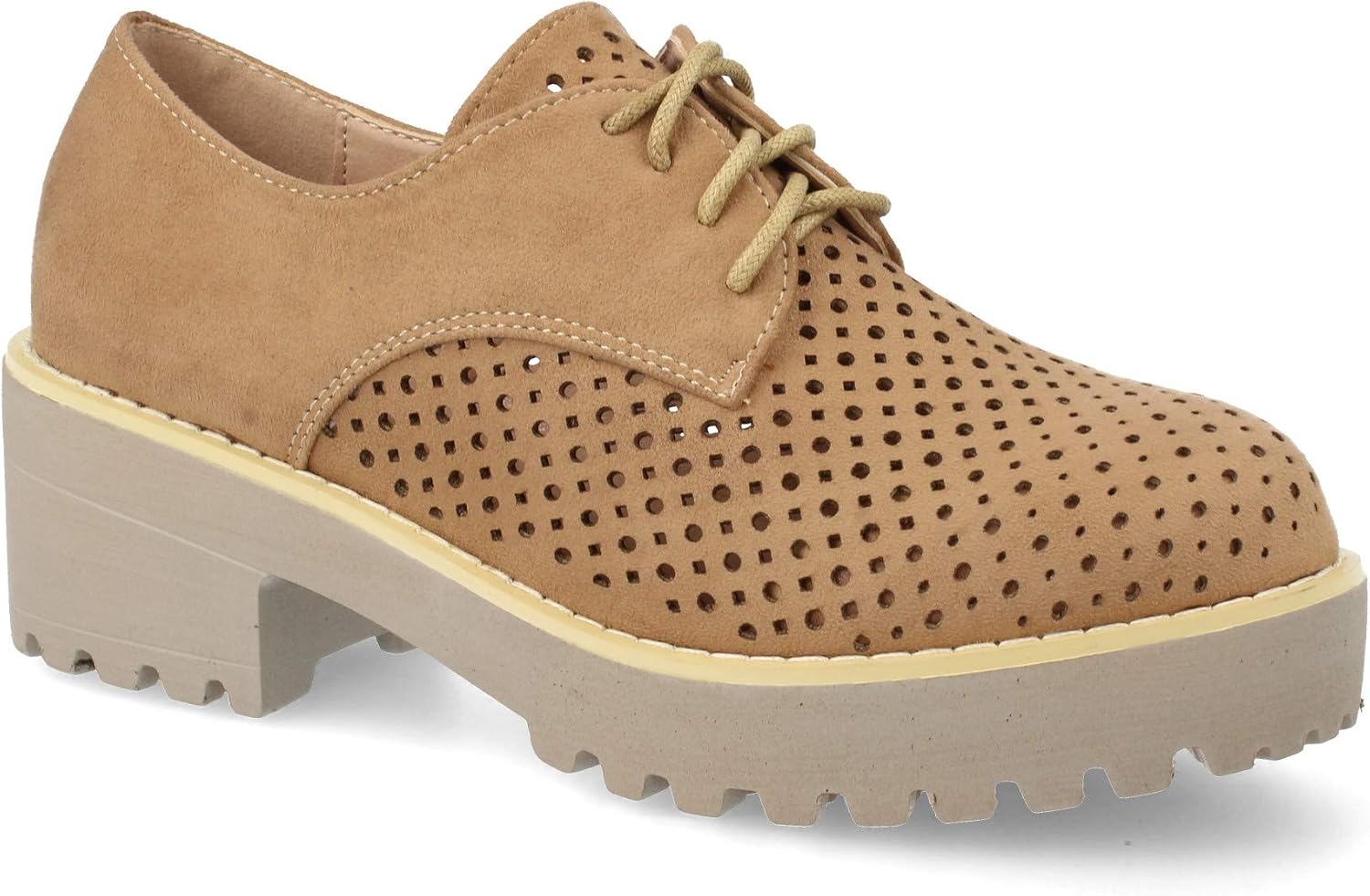 Zapato Mujer Estilo Oxford Perforado con Tacon Plataforma Primavera Verano  2019 Zapatos para mujer Zapatos planos