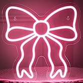 Retisee Pink Bow LED Neon Sign Bedroom Women Room Neon Light Sign Coquette Aesthetic Home Wall Preppy Dorm Beauty Room Salon Decor Party Bar Decoration Gift for Her 11.8x11.8in