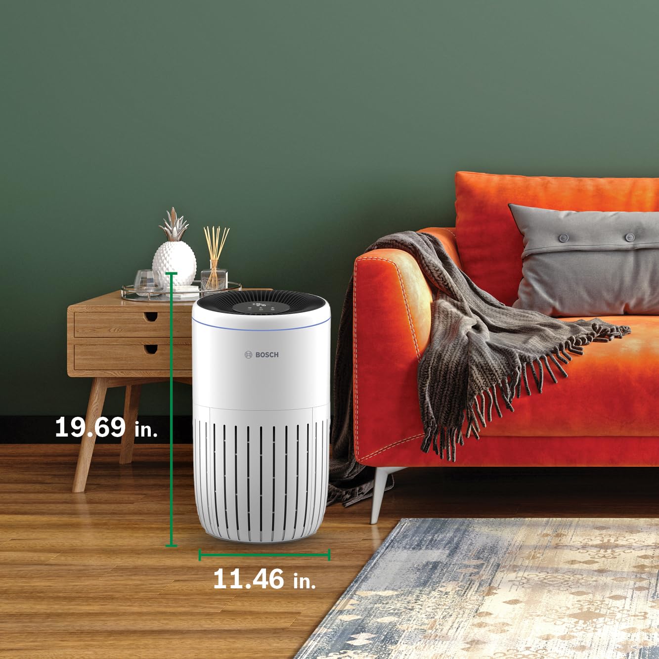 BOSCH Air Purifier for Home (Covers, 1345-sq ft), 3-in-1 Filter for Pollen, Viruses, Smoke, Dust, Dander, Outdoor Pollution, Odors, HEPA, ENERGY STAR, Air 4000, White