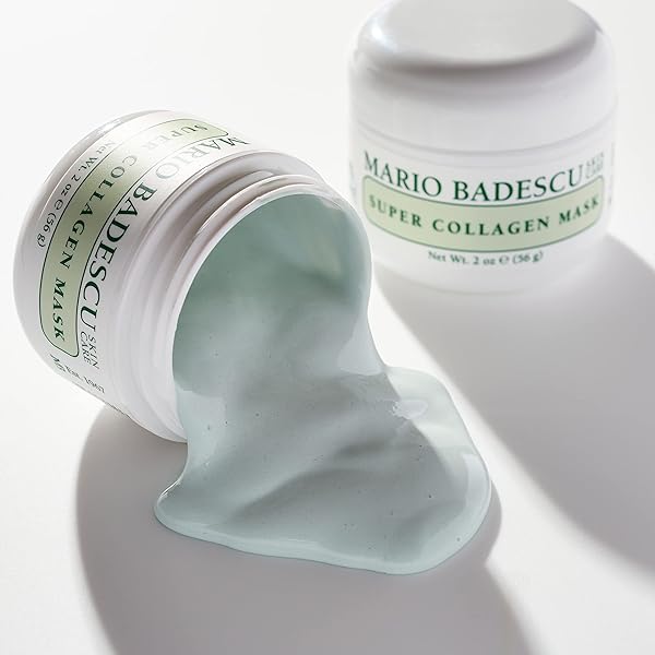 MARIO BADESCU SUPER COLLAGEN MASK, CLAY MASK FACE SKIN CARE IDEAL FOR COMBINATION, DRY OR SENSITIVE SKIN, PORE MINIMIZER WITH HYDRATING COLLAGEN AND PURIFYING KAOLIN CLAY, 2 OZ