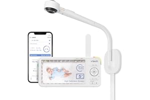 VTech VC2105 1080p FHD WiFi Smart Baby Monitor with 5" 720p HD LCD Screen. Over-The-Crib, Remote Access, Intelligence Built-i