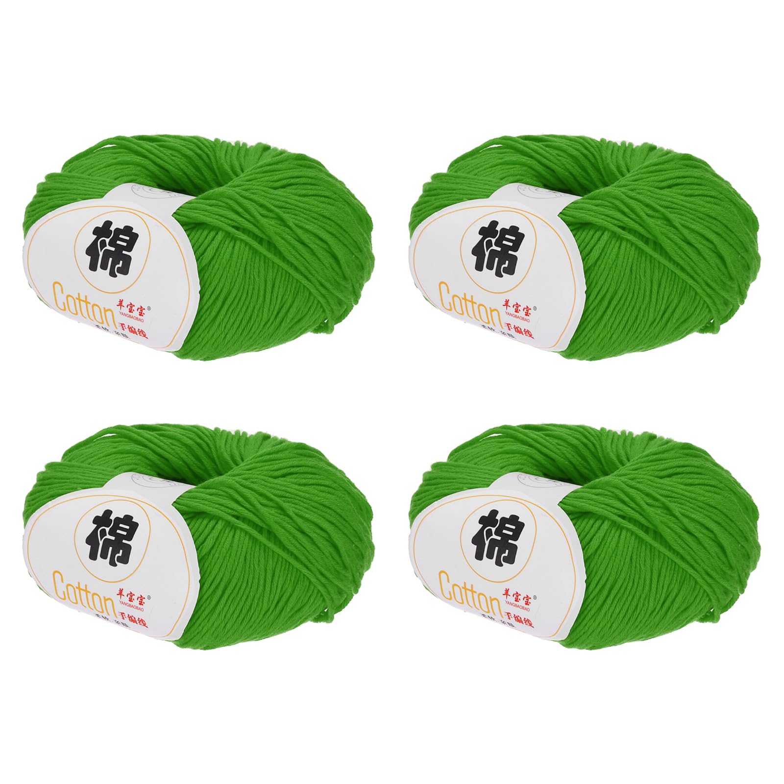 Rebower Cotton Yarn,100% Cotton Soft Knitting Yarn [for Hand DIY Bag Cushion Crocheting Knitting Project Home Decor] -4 Packages of 200g/7.05oz(Per Skein 50g/137yards)/Dark Green