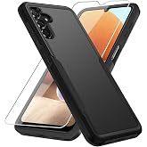 Warsia for Galaxy A13 5G Case, Samsung Case with Screen Protector,Heavy-Duty Tough Rugged Shockproof Protective Phone, Black