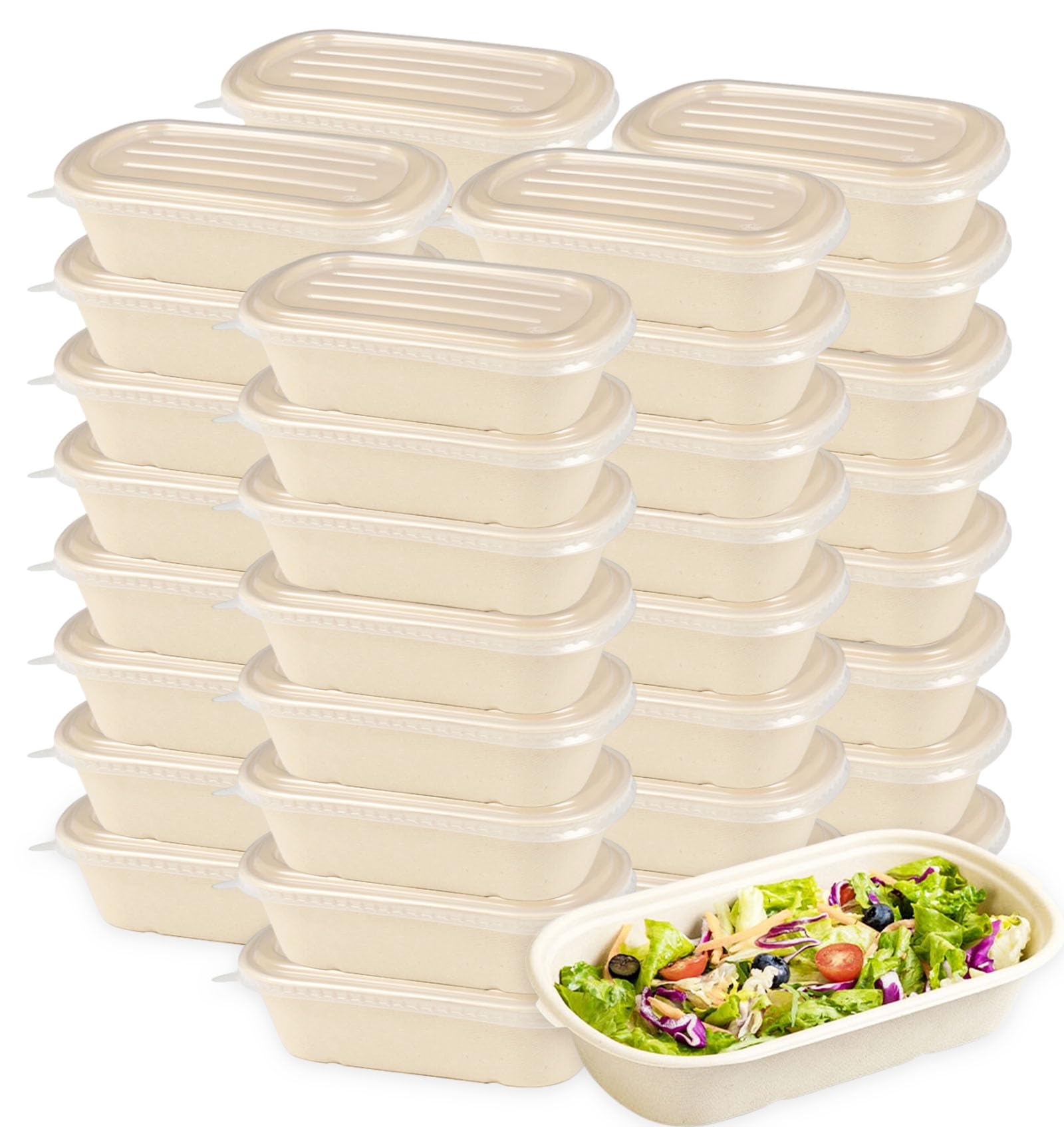 Photo 1 of Cheardia 50 Pack Take Out Food Containers with PP Lid, 33 oz Disposable Cardboard Meal Prep Containers Paper Bowls Soup Serving Bowls for Salad, Leftovers