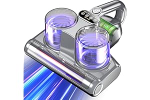 YUFAC Mattress Vacuum Cleaner Cordless Bed Vacuum with 16Kpa Suction 253.7nm UV-C Light, Ultrasonic Technology, 30000 RPM Powerful Rotation HEPA Filtration, Built-in 4*2500 mAh Battery, High/Low Dual Modes