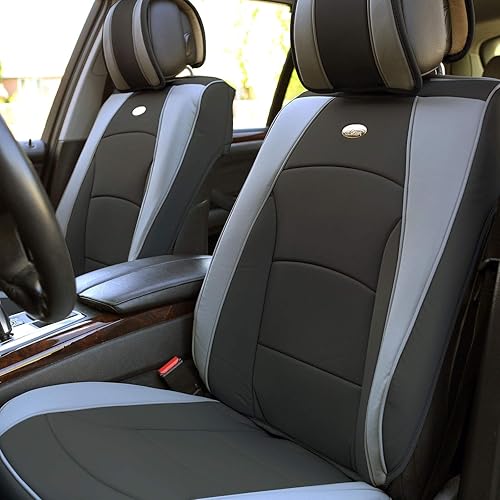 FH Group PU205GRAYBLACK102 Gray/Black Ultra Comfort Leatherette Front Seat Cushion (Airbag Compatible)