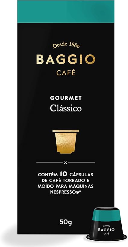 Cápsulas de Café Gourmet Clássico Baggio, compatível com Nespresso, contém 10 cápsulas