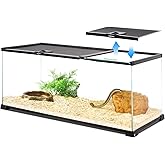 REPTI ZOO 20 Gallon Reptile Glass Terrarium Easy Clean Tank 30" x 12" x 12" Dual Top Sliding Top Cover for Reptile Snake Hams