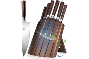 SYOKAMI Knife Set 7 Piece Japanese Style Kitchen Knife Set with Foldable Magnetic Block Razor-Sharp High Carbon Stainless Ste