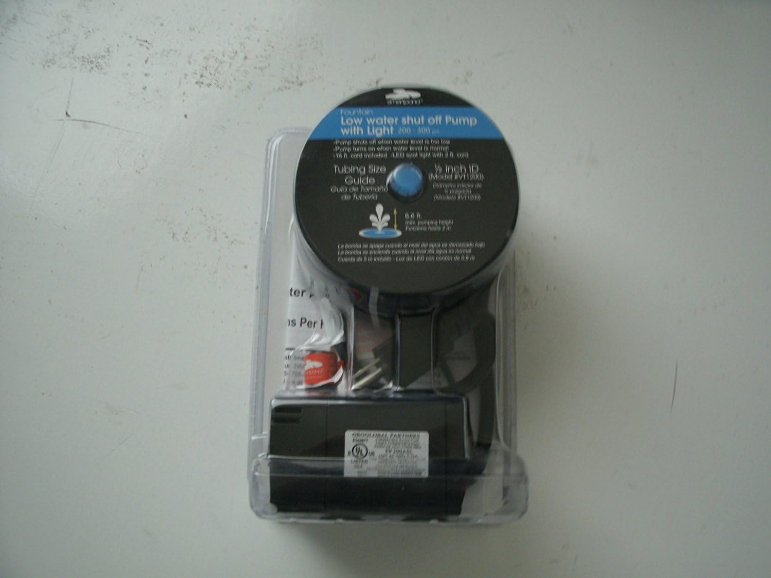 Smartpond 200-300 GPH Low Water Shut Off Fountain Pump with Light Item#8438 Model# FP300ASL UPC# 871980400100 : Pond Filtration Equipment : Garden & Outdoor