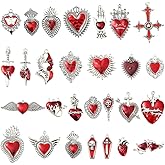 KitBeads 28pcs Sacred Heart Gothic Charms (Red, 28 Styles) for Jewelry Making & Crafts