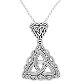 Jewelry Trends Sterling Silver Double Celtic Trinity Knot Pendant on Box Chain Necklace