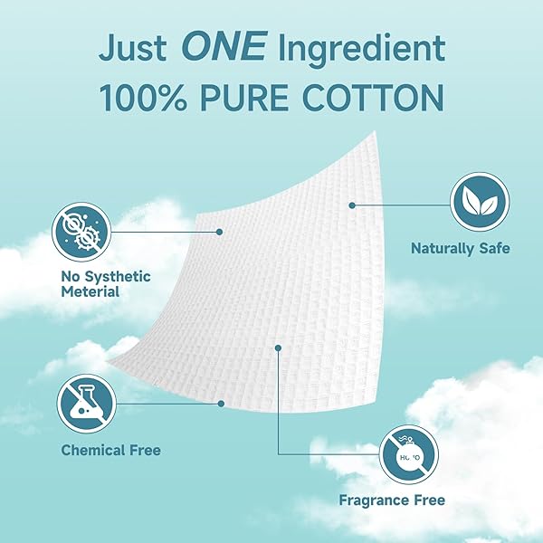 DISPOSABLE FACE TOWELS 100% PURE COTTON – ODORLESS BIODEGRADABLE FACIAL TOWELETTES XL 10 * 12″, ULTRA SOFT WIPES FOR SENSITIVE SKIN TRAVEL USE (50 COUNTS)