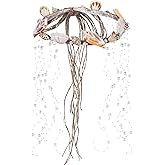 PartyforU Mermaid Shell Crown Headpiece - Handmade Starfish Headband Seashell Hairband with Pearls for Bride Bridesmaid Beach Sea-theme Wedding Bridal Shower