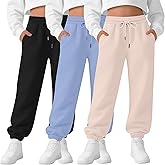 LessonZoo 3 Pack Girls Sweatpants Drawstring Wide Leg Baggy Sweat Pants High Waist Active Joggers for Kids with Pockets 5-14Y