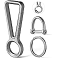 TIMULTI Titanium Carabiner Keychain Clip,EDC Men Key Chains,Double-end Quick Release Hook,Key Holder with Titanium Key Ring