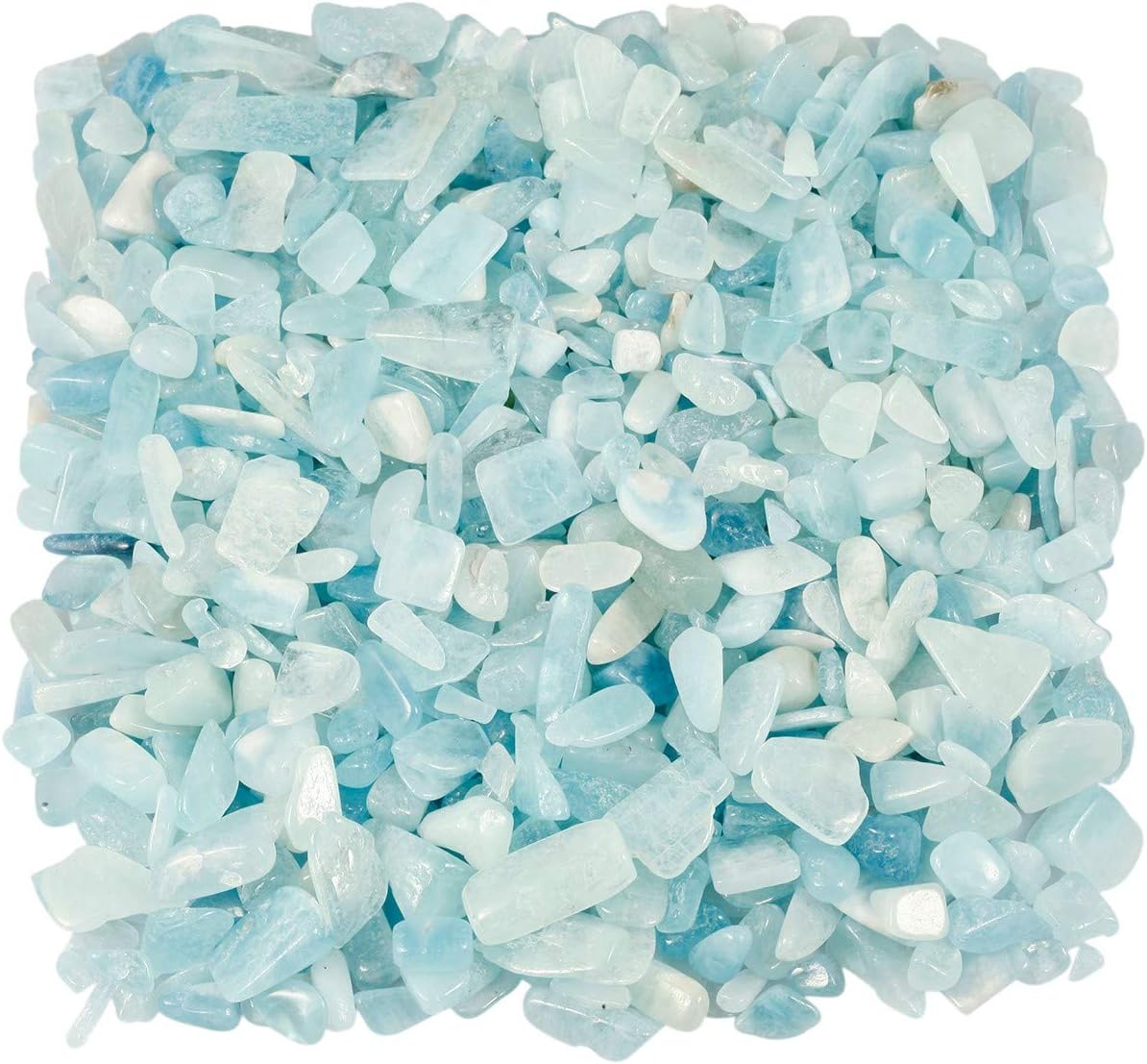 KYEYGWO Aquamarine Tumbled Chips Crushed Natural Stone for Decoration Crystal Quartz Gravel Garden Decorative Stones 1 Pound(460 Gram)