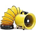 PULLAFUN Utility Blower/Exhaust Fan,8 Inches Exhaust Fan with 33 FT Duct Hose,195W 1070 CFM Heavy Duty Blower,Industrial Ventilator for Exhausting & Ventilating at Home and Job Site,Yellow