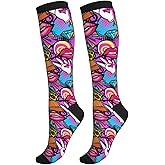 Yealedee Compression Socks Calf Knee High Support Socks Novelty For Women Men Athletic Running Hiking Nurse
