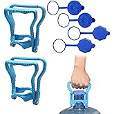 2 Pack 5 Gallon Water Bottle Handle, Drinking Water Bottle Heavy Duty Clip with 4pcs 5 Gallon Water Bottle Caps,No Spill 5 Gallon Water Jug Lid Fits 55mm Bottle, caps for Outdoor & Kitchen